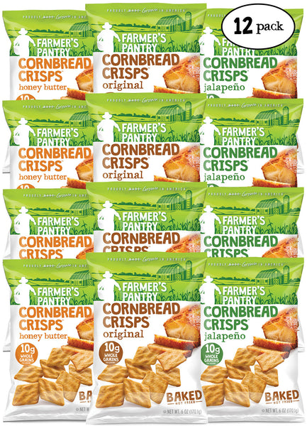 Original/Honey Butter/Jalapeno Cornbread Crisps Variety Pack, 6 oz (12 Pack)