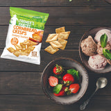 Farmer's Pantry Honey Butter Cornbread Crisps, strawberries and ice cream